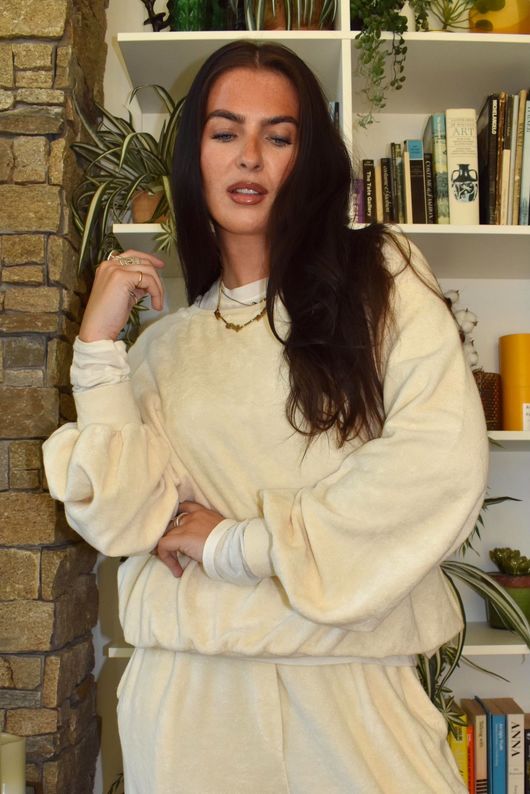 Terry B Lantern Sleeve Sweatshirt Vanilla